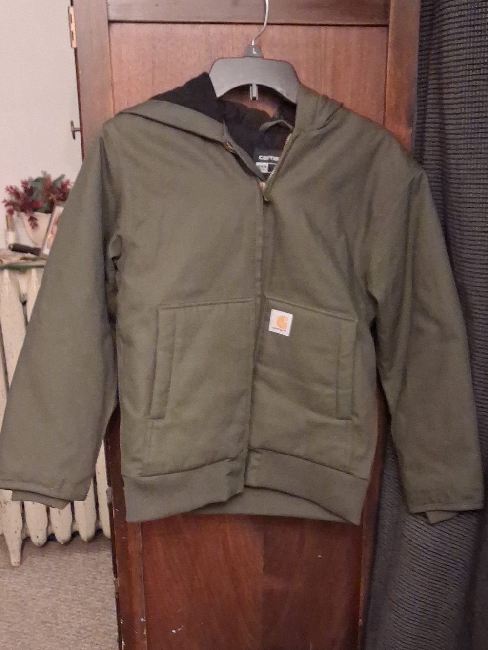 Carhartt Kids M10-12 Olive Green Hooded Active Canvass Jacket Hooded